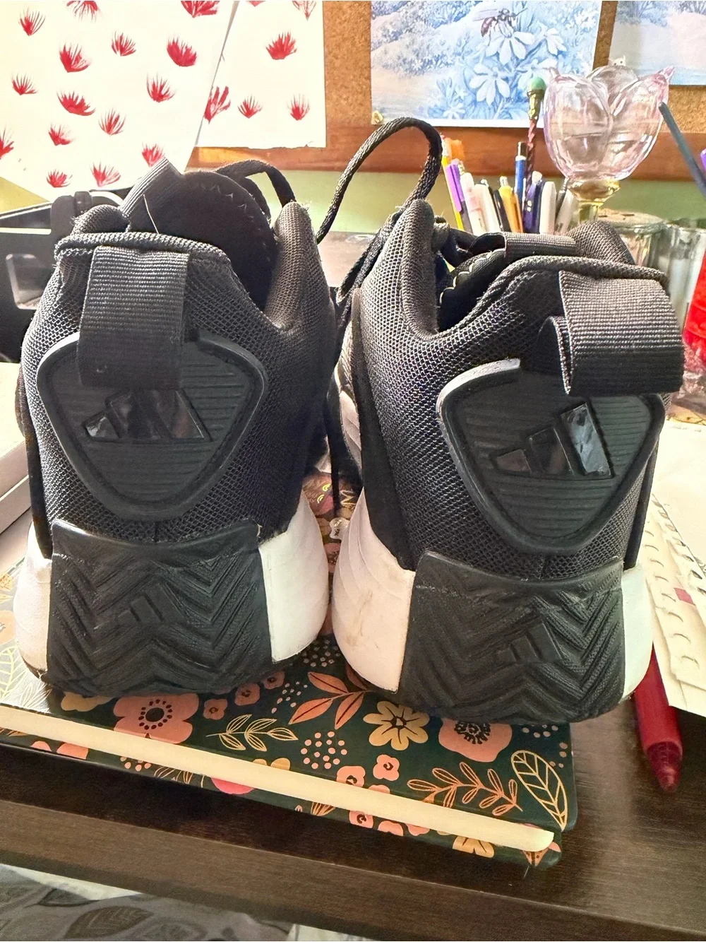 adidas Black Athletic Sneakers with White Midsole Basketball Shoes size 8 in men